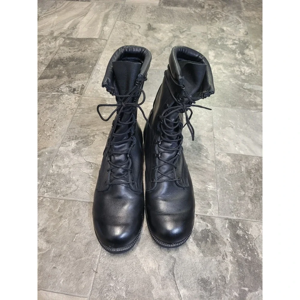 Ro-Search Combat Boots Black Leather Military Tactical‎ Lug Sole 10.5 R Men